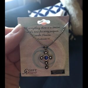 Blue sapphire cross necklace